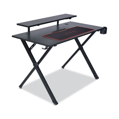 Image of Emerge Vizon Gaming Desk with Raised Monitor Platform and Six-Color LED Lighting Strip, 47.2" x 26.6" x 35", Black