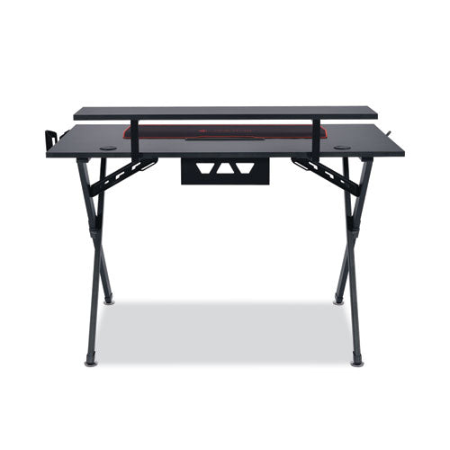 Image of Emerge Vizon Gaming Desk with Raised Monitor Platform and Six-Color LED Lighting Strip, 47.2" x 26.6" x 35", Black