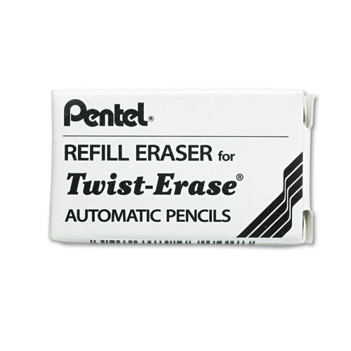 Image of Pentel® Eraser Refills For Pentel Side Fx And Twist-Erase Pencils, Cylindrical Rod, White, 3/tube