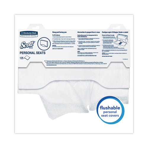 Image of Scott® Personal Seats Sanitary Toilet Seat Covers, 15 X 18, White, 125/pack, 24 Packs/carton