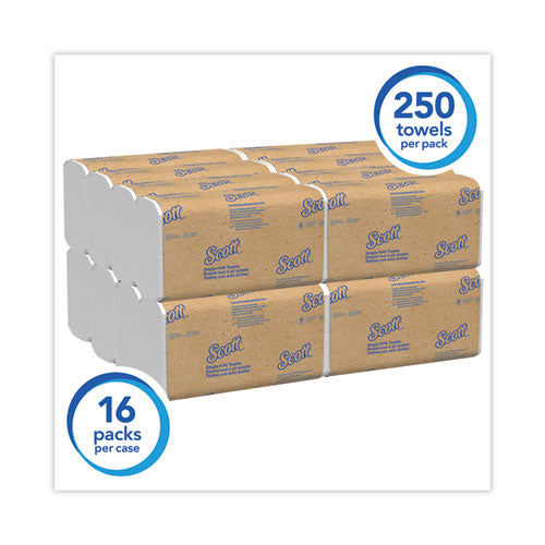 Image of Scott® Essential Single-Fold Towels, Absorbency Pockets, 9.3 x 10.5, 250/Pack, 16 Packs/Carton