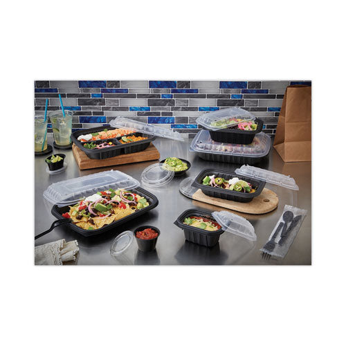 Image of Pactiv Evergreen EarthChoice Entree2Go Takeout Container, 64 oz, 11.75 x 8.75 x 2.13, Black, Plastic, 200/Carton
