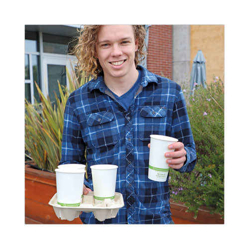 Image of World Centric® Fiber Cup Carriers, 8 oz to 22 oz, Four Cups, Natural, 600/Carton