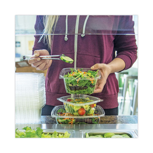Image of World Centric® PLA Rectangular Deli Container Lids, 6.5 x 7.5 x 0.3, Clear, Plastic, 600/Carton