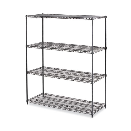 Image of Alera® All-Purpose Wire Shelving Starter Kit, Four-Shelf, 60w x 24d x 72h, Black Anthracite Plus