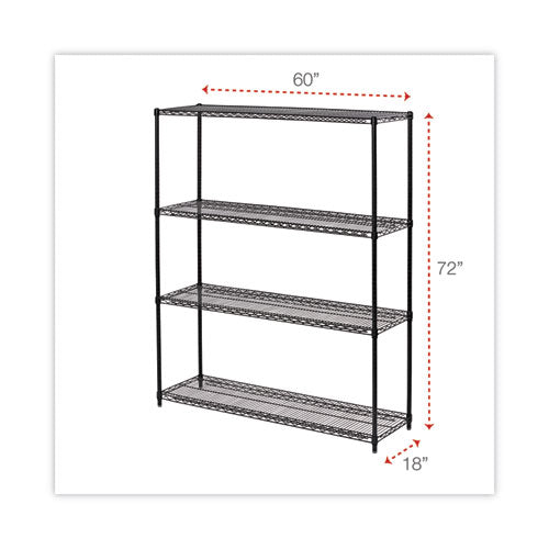 Image of Alera® All-Purpose Wire Shelving Starter Kit, Four-Shelf, 60w x 18d x 72h, Black Anthracite Plus