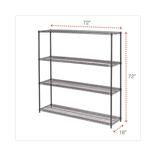 Image of Alera® BA Plus Wire Shelving Kit, Four-Shelf, 72w x 18d x 72h, Black Anthracite Plus