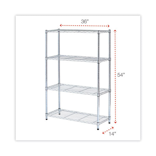 Image of Alera® Residential Wire Shelving, Four-Shelf, 36w X 14d X 54h, Silver