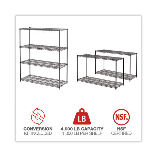 Image of Alera® All-Purpose Wire Shelving Starter Kit, Four-Shelf, 60w x 24d x 72h, Black Anthracite Plus