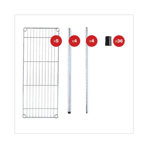 Image of Alera® Residential Wire Shelving, Four-Shelf, 36w X 14d X 54h, Silver