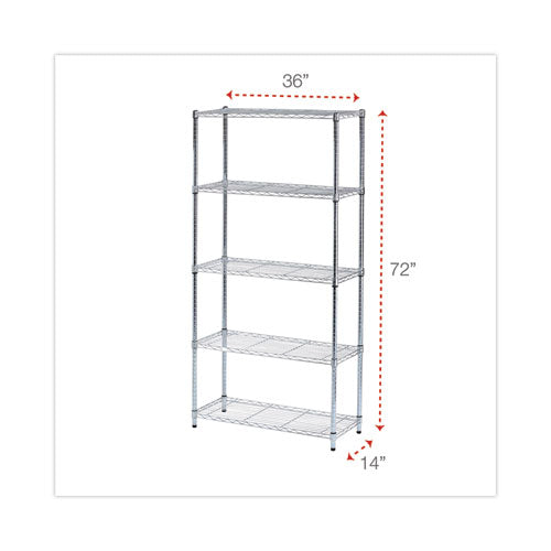 Image of Alera® Residential Wire Shelving, Five-Shelf, 36w X 14d X 72h, Silver
