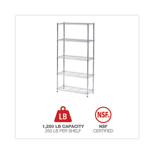 Image of Alera® Residential Wire Shelving, Five-Shelf, 36w X 14d X 72h, Silver