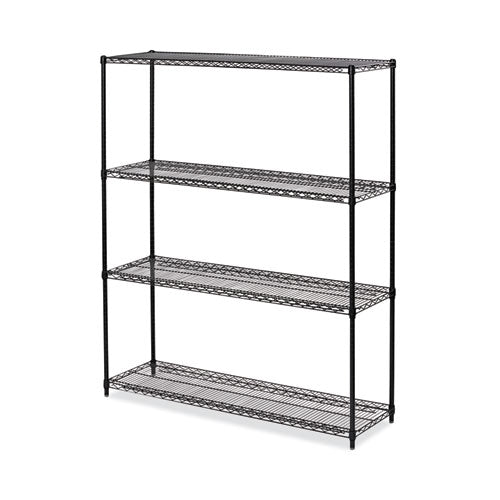 Image of Alera® All-Purpose Wire Shelving Starter Kit, Four-Shelf, 60w x 18d x 72h, Black Anthracite Plus