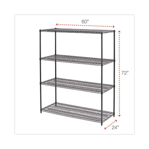 Image of Alera® All-Purpose Wire Shelving Starter Kit, Four-Shelf, 60w x 24d x 72h, Black Anthracite Plus
