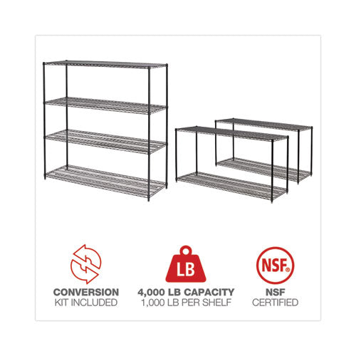 Image of Alera® BA Plus Wire Shelving Kit, Four-Shelf, 72w x 24d x 72h, Black Anthracite Plus