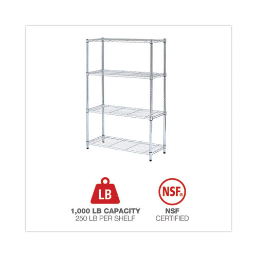 Image of Alera® Residential Wire Shelving, Four-Shelf, 36w X 14d X 54h, Silver