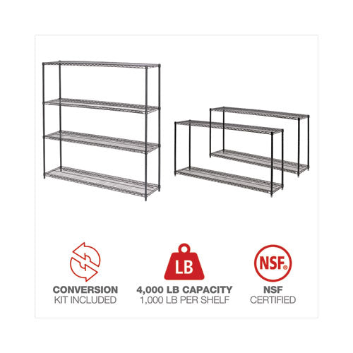 Image of Alera® BA Plus Wire Shelving Kit, Four-Shelf, 72w x 18d x 72h, Black Anthracite Plus