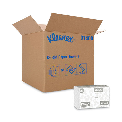 Image of Kleenex® C-Fold Paper Towels, 1-Ply, 10.13 x 13.15, White, 150/Pack, 16 Packs/Carton