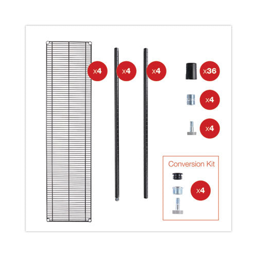 Image of Alera® BA Plus Wire Shelving Kit, Four-Shelf, 72w x 18d x 72h, Black Anthracite Plus