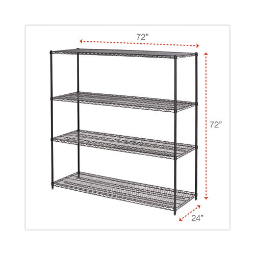 Image of Alera® BA Plus Wire Shelving Kit, Four-Shelf, 72w x 24d x 72h, Black Anthracite Plus