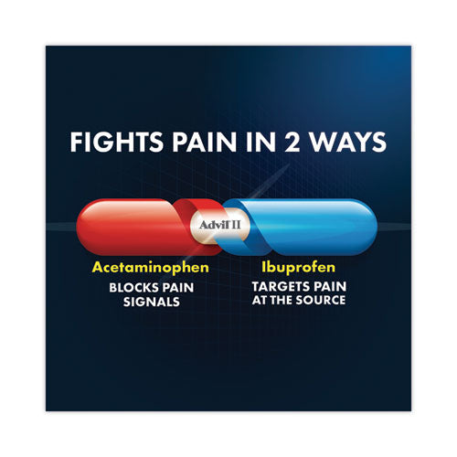 Image of Advil® Dual Action with Acetaminophen and Ibuprofen Caplets, 50 Packets of 2 Caplets