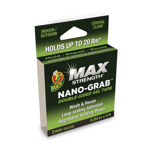 Image of Duck® MAX Strength Nano-Grab Double-Sided Gel Tape, 0.94" x 5 ft, Clear