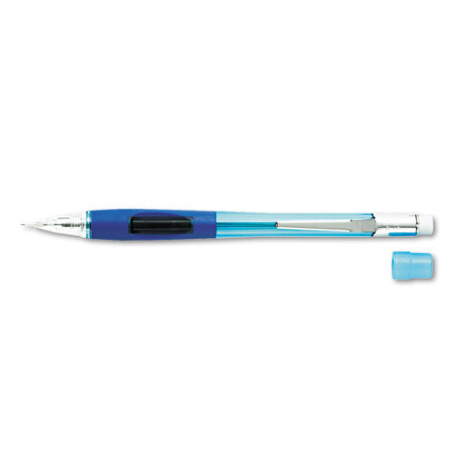 Image of Pentel® Quicker Clicker Mechanical Pencil, 0.5 mm, HB (#2), Black Lead, Transparent Blue Barrel