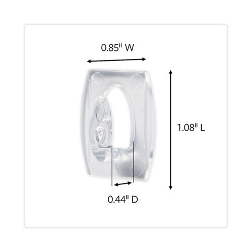 Image of Command Mini Hooks, Small, Plastic, Clear, 0.5 lb Capacity,  30 Hooks and 32 Strips/Pack