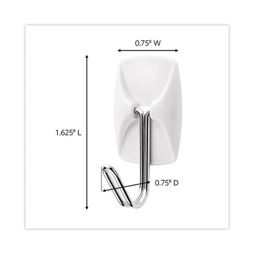 Image of Command Small Wire Hooks, Small, Plastic/Metal, White, 0.5 lb Capacity, 22 Hooks and 24 Strips/Pack