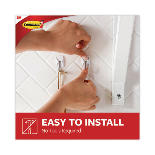 Image of Command Small Wire Hooks, Small, Plastic/Metal, White, 0.5 lb Capacity, 22 Hooks and 24 Strips/Pack