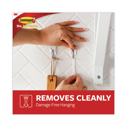Image of Command Small Wire Hooks, Small, Plastic/Metal, White, 0.5 lb Capacity, 22 Hooks and 24 Strips/Pack