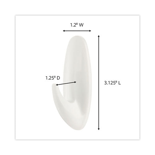 Image of Command Designer Hooks, Medium, Plastic, White, 3 lb Capacity, 13 Hooks and 16 Strips/Pack