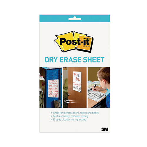 Image of Post-it® Dry Erase Sheets, Laminate Film Surface, 7" x 11.3", White, 3/Pack