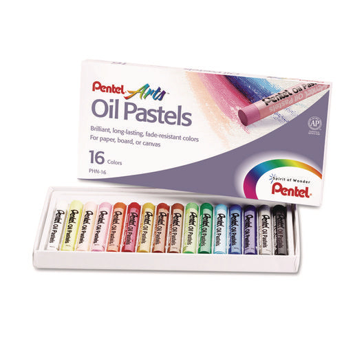 Image of Pentel® Oil Pastel Set With Carrying Case, 16 Assorted Colors, 0.38" Dia X 2.38", 16/pack