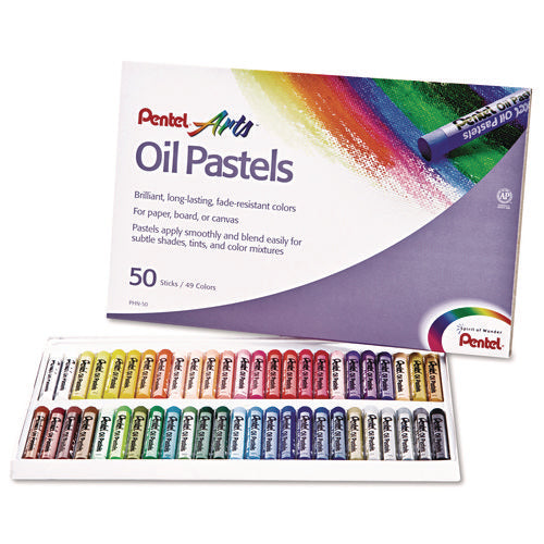 Image of Pentel® Oil Pastel Set With Carrying Case, 45 Assorted Colors, 0.38' Dia X 2.38", 50/pack