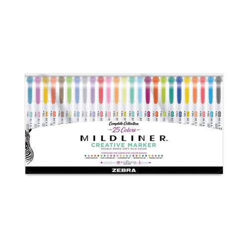 Image of Zebra® Mildliner Double Ended Highlighter Variety Pack, Asst Ink Colors, Bold-Chisel/Fine-Bullet Tips, Asst Barrel Colors, 25/Pack