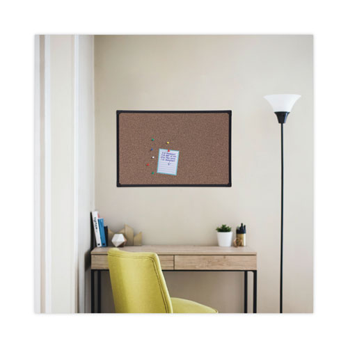 Image of Universal® Tech Cork Board, 36" x 24", Brown Surface, Black Plastic Frame