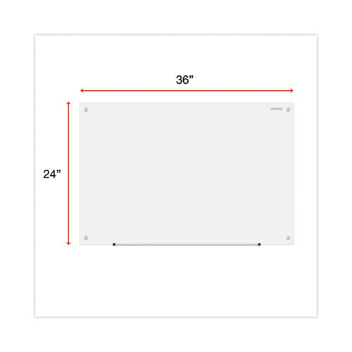 Image of Universal® Frameless Glass Marker Board, 36" x 24", White Surface