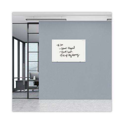 Image of Universal® Frameless Glass Marker Board, 36" x 24", White Surface