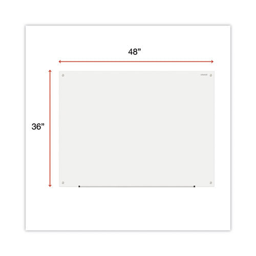 Image of Universal® Frameless Glass Marker Board, 48" x 36", White Surface