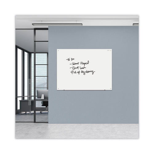 Image of Universal® Frameless Glass Marker Board, 48" x 36", White Surface