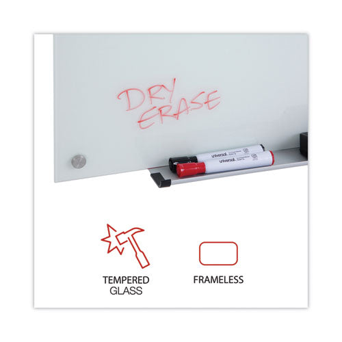 Image of Universal® Frameless Glass Marker Board, 72" x 48", White Surface