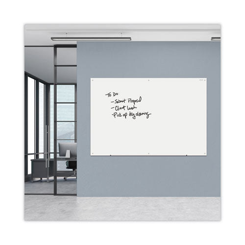 Image of Universal® Frameless Glass Marker Board, 72" x 48", White Surface