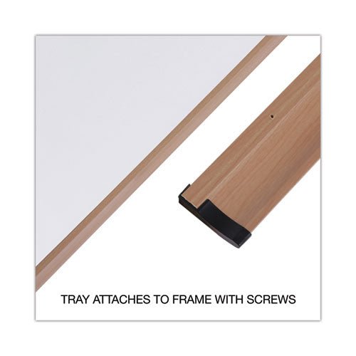 Image of Universal® Deluxe Melamine Dry Erase Board, 36" x 24", White Surface, Oak Finished Fiberboard (MDF) Frame