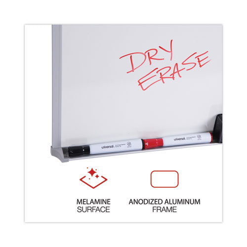 Image of Universal® Melamine Dry Erase Board with Aluminum Frame, 36" x 24", White Surface, Anodized Aluminum Frame