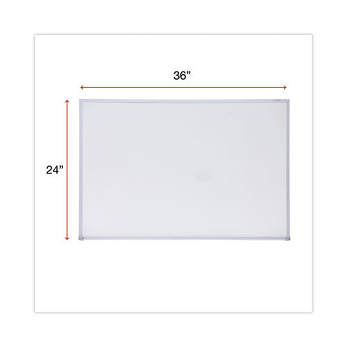 Image of Universal® Melamine Dry Erase Board with Aluminum Frame, 36" x 24", White Surface, Anodized Aluminum Frame