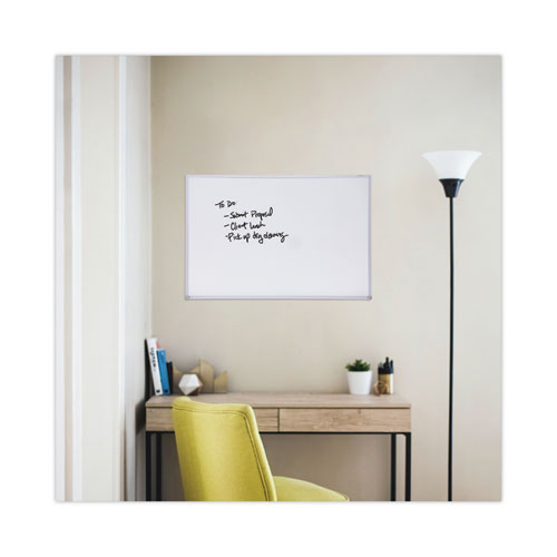 Image of Universal® Melamine Dry Erase Board with Aluminum Frame, 36" x 24", White Surface, Anodized Aluminum Frame