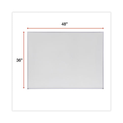 Image of Universal® Melamine Dry Erase Board with Aluminum Frame, 48" x 36", White Surface, Anodized Aluminum Frame