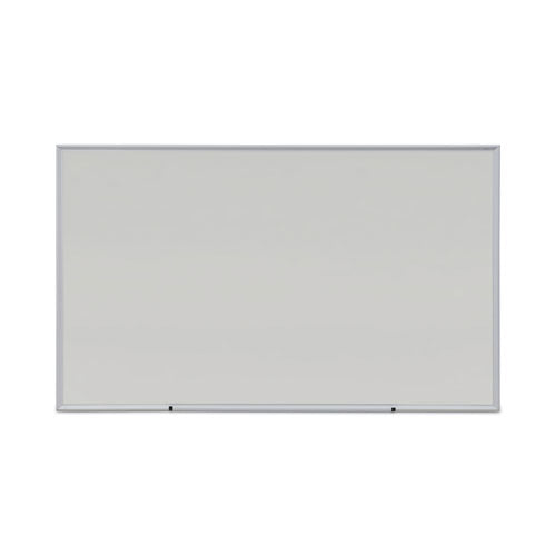 Image of Universal® Deluxe Melamine Dry Erase Board, 60" x 36", White Surface, Anodized Aluminum Frame
