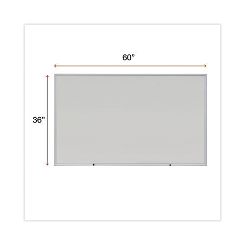 Image of Universal® Deluxe Melamine Dry Erase Board, 60" x 36", White Surface, Anodized Aluminum Frame
